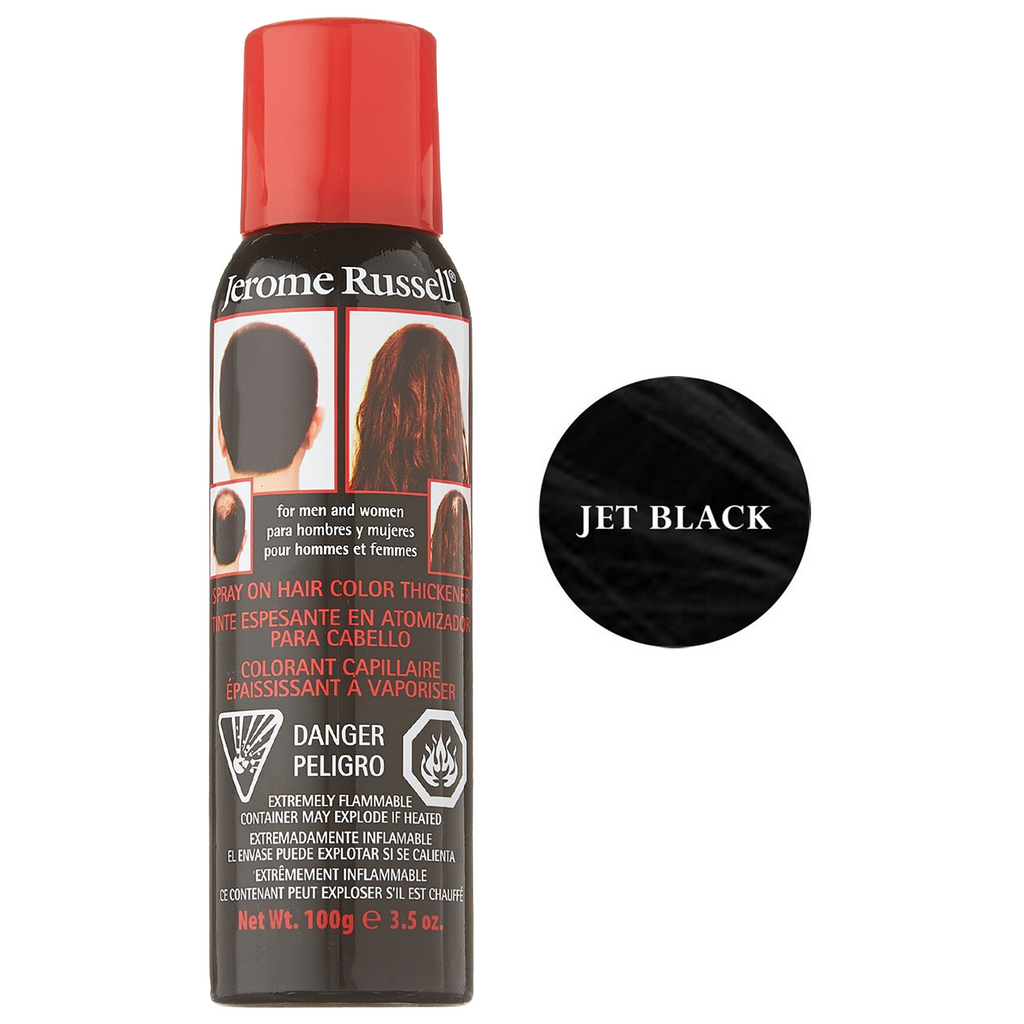 Jerome Russell Spray On Hair Color Thickener, Jet Black, 3.5 Oz