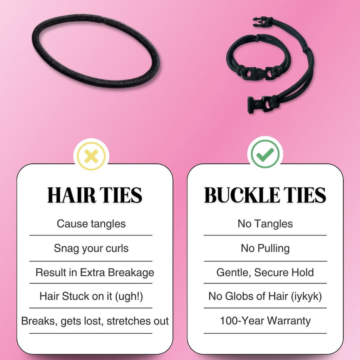 Buckle Hair Tie Elastics – Quick-Release, Snag-Free, Zero Tangles