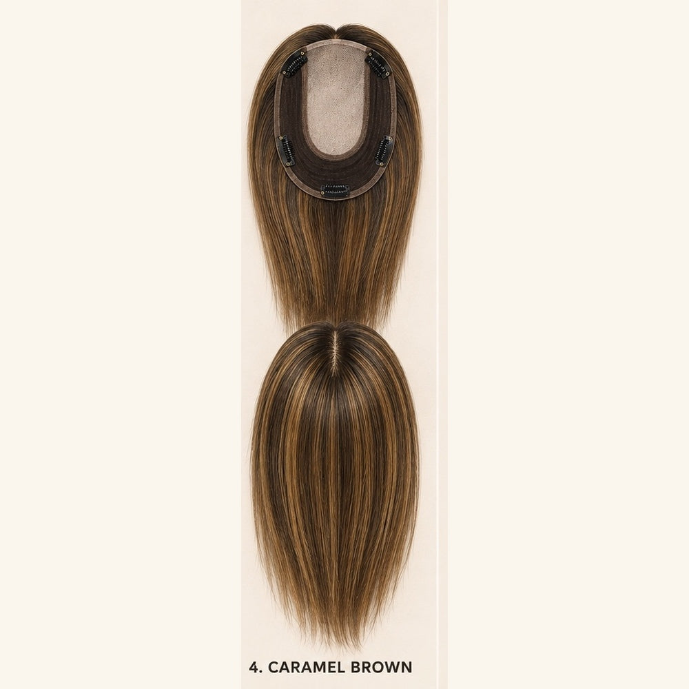 Swiss Base Human Hair Topper – 12" Medium Brown (40g)