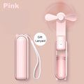 Portable Fan 2000mAh USB Rechargeable 3 Speed Mini Handheld Foldable Fan Hand Held Small Pocket Travel Fan with Handy Power Bank