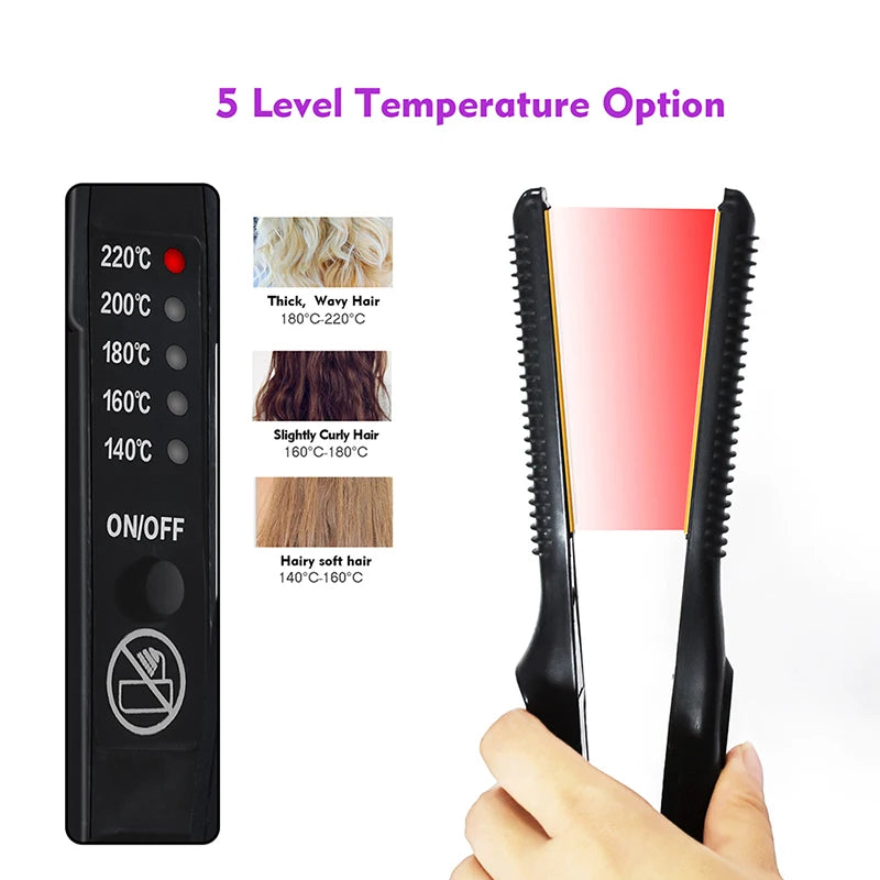 Mini Teddy Wave Hair Straightener Thin Pencil Flat Iron Titanium Professional Salon Hair Curler for Short Hair