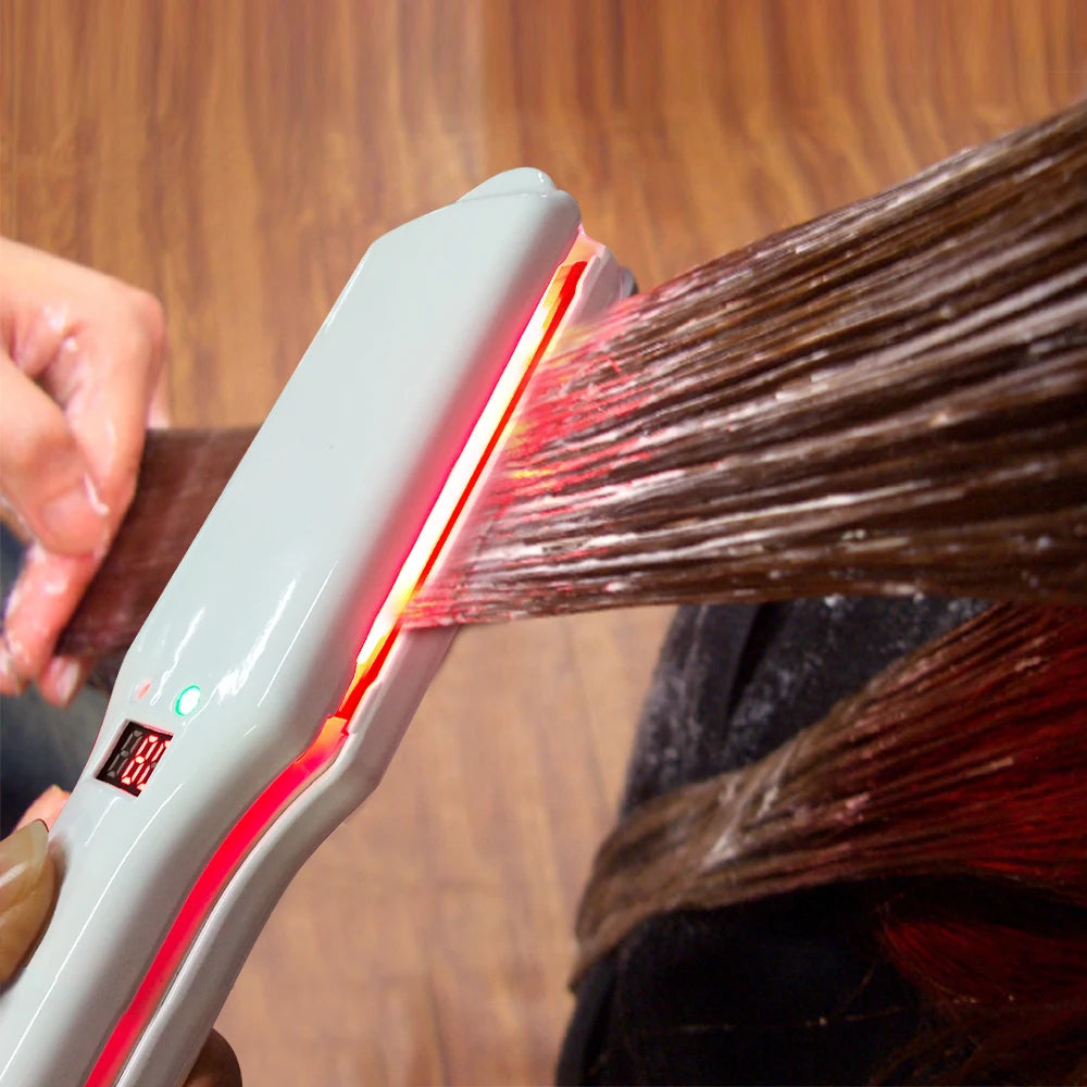 Hair Care Iron Infrared Ultrasonic 2 Inches Wide Plate Argan Oil Recover Damaged Keratin Treatment Smooth Frizz Hair Cold Irons