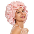 Large Silk Bonnet for Sleeping Satin Hair Bonnet for Sleeping with Tie Band Double Layer Satin Bonnets for Women Natural Curly Hair